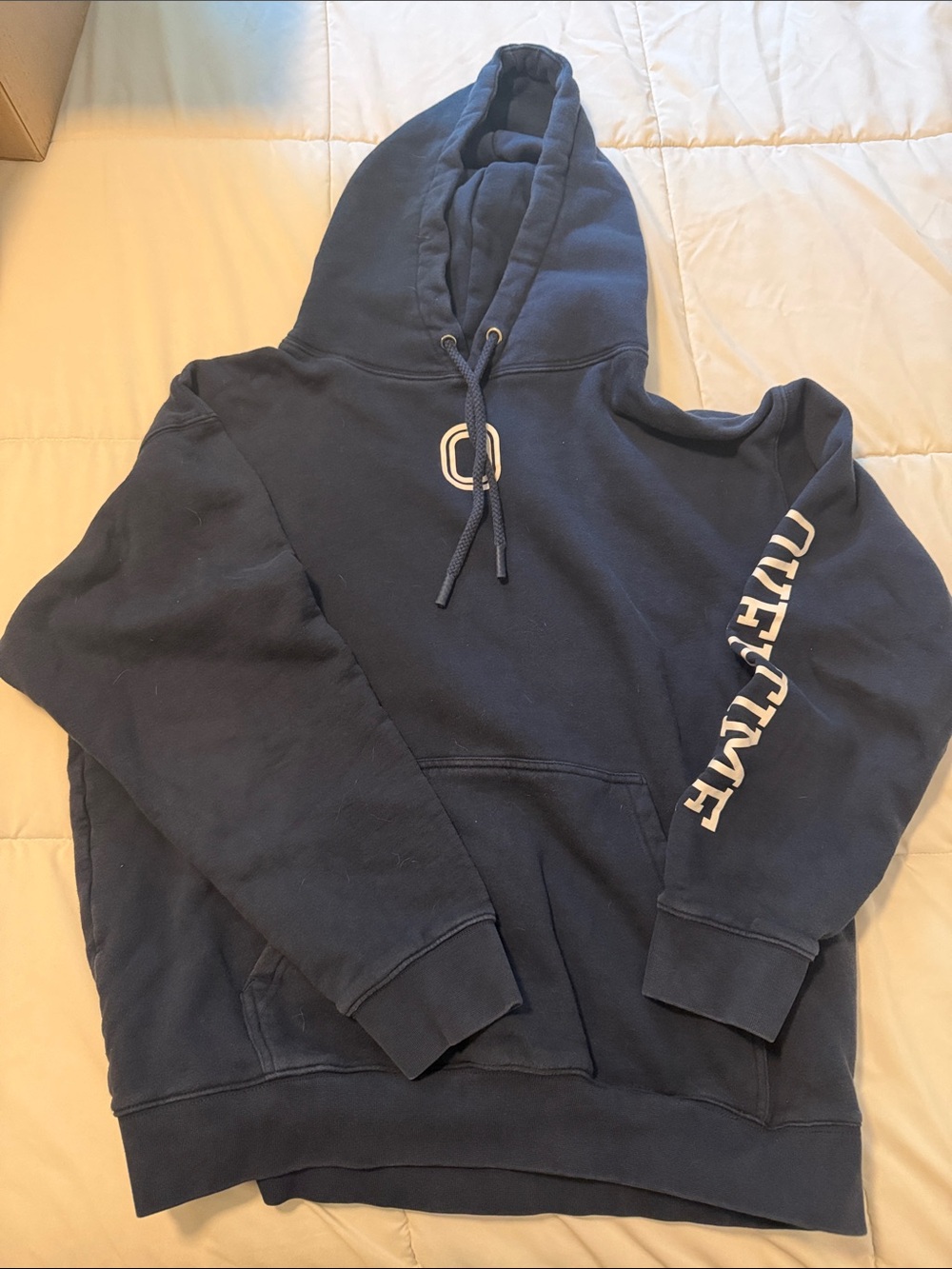 Men's Overtime Navy Pullover Hoodie with Sleeve Logo